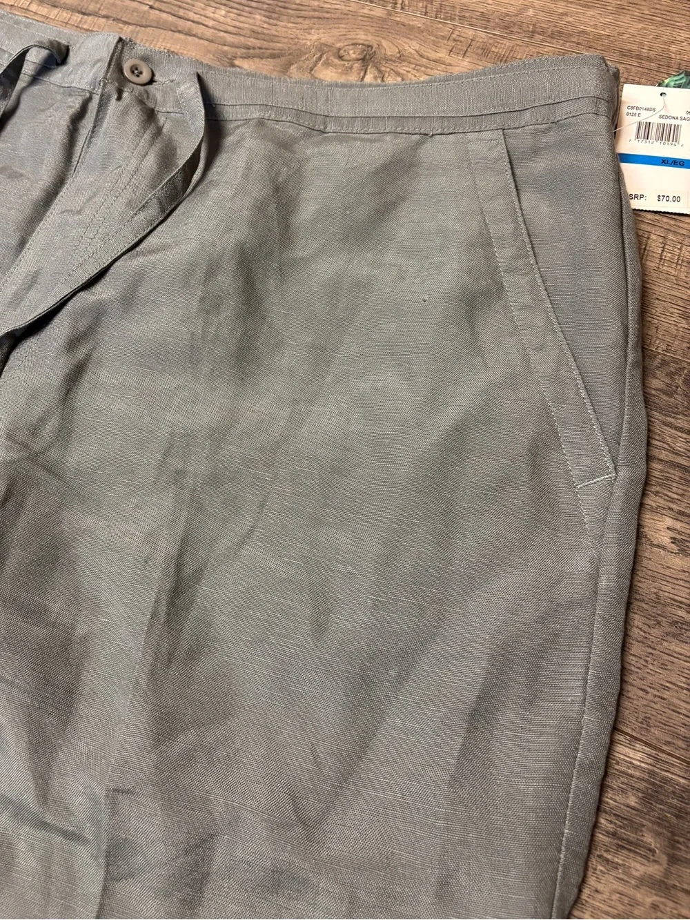 Cubavera Men’s Linen Blend Drawstring Pants Green XL 40-42 Elastic Waist NWT